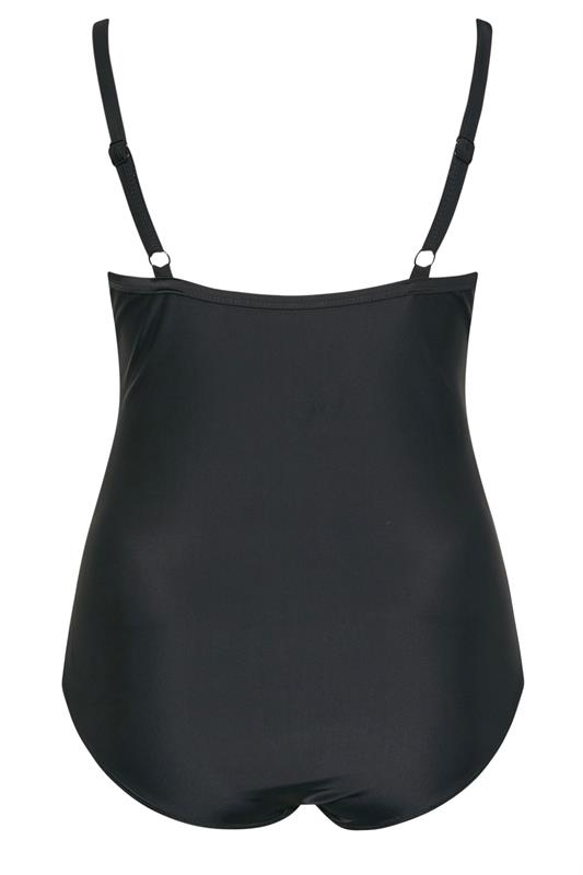YOURS Plus Size Black & White Contrast Super Sculpt Swimsuit | Yours Clothing 9