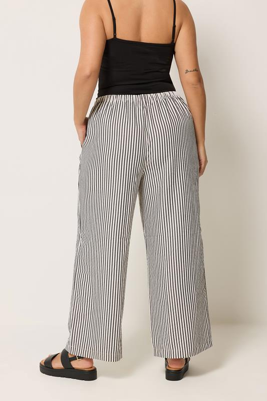 YOURS Plus Size Cream & Black Stripe Trousers | Yours Clothing 2
