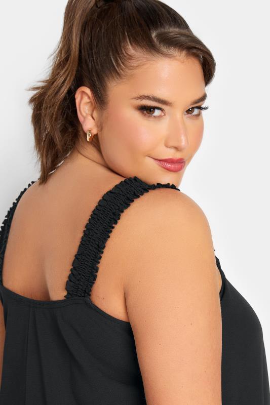 LIMITED COLLECTION Plus Size Black Shirred Strap Cami Top | Yours Clothing 5