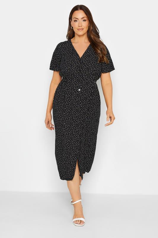 M&Co Black Spot Print Shirred Waist Dress | M&Co 2
