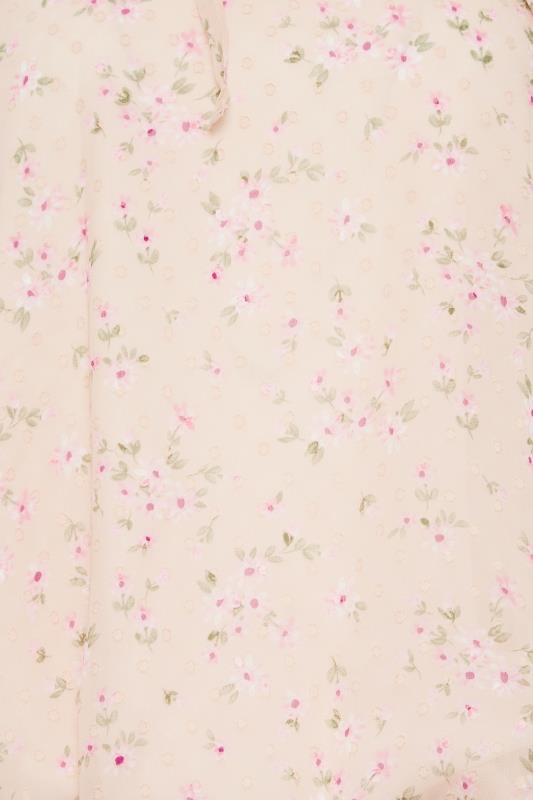 M&Co Pink Floral Print Tie Neck Blouse | M&Co 5