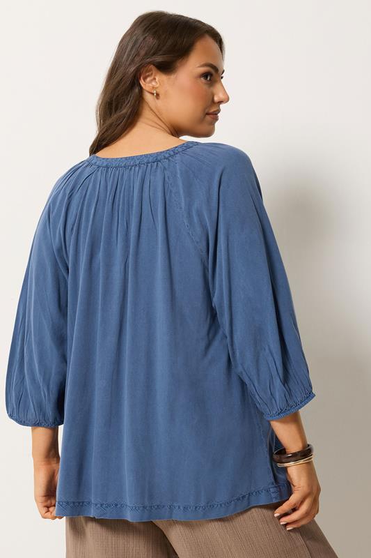 YOURS Plus Size Blue Chambray Blouse | Yours Clothing 2