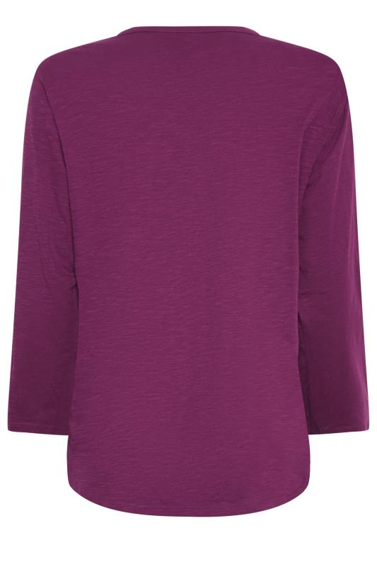 M&Co Petite Berry Red Cotton Henley Top | M&Co 7