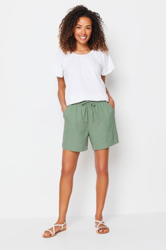 M&Co Sage Green Linen Drawstring Shorts | M&Co 2