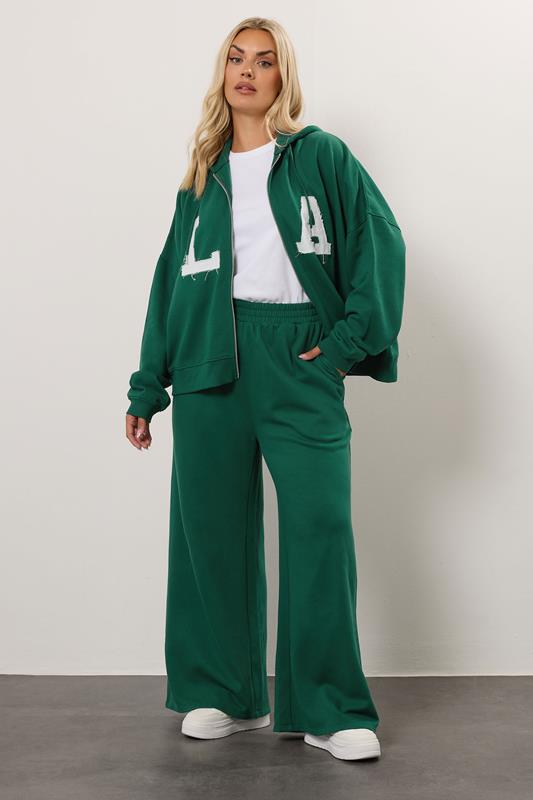 YOURS Plus Size Green 'LA' Zip Hoodie | Yours Clothing 4