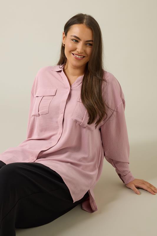 EVANS Plus Size Pink Utility Pocket Shirt | Evans 5