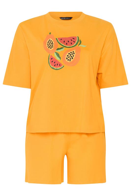 LIMITED COLLECTION Plus Size Orange Fruit Graphic Short Set | Yours Clothing 5