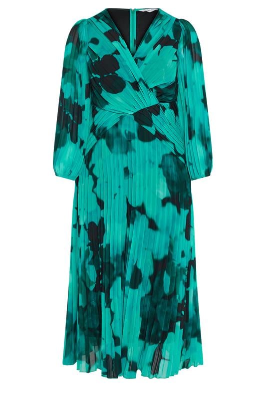YOURS LONDON Plus Size Teal Green Abstract Pleated Dress | Yours Clothing 6
