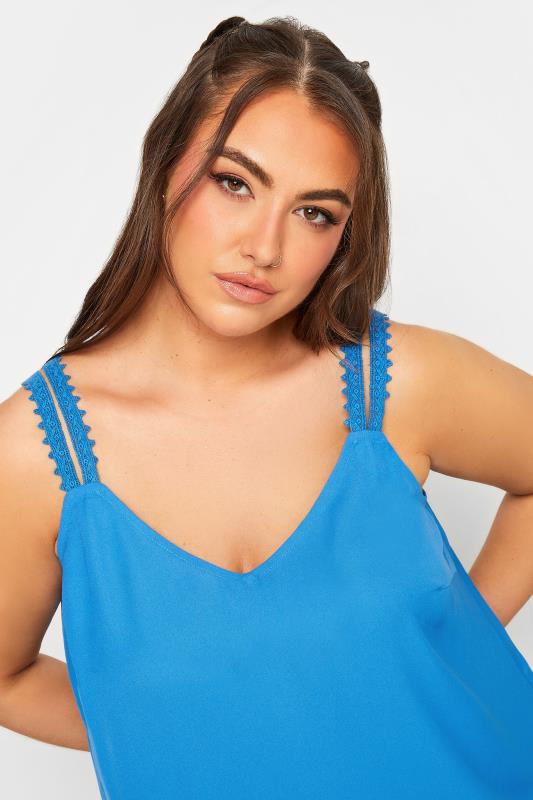 LIMITED COLLECTION Plus Size Blue Embroidered Strap Vest Top | Yours Clothing 4