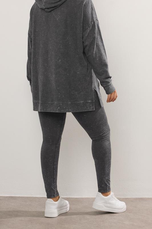 YOURS Plus Size Black Acid Wash Leggings | Yours Clothing 2