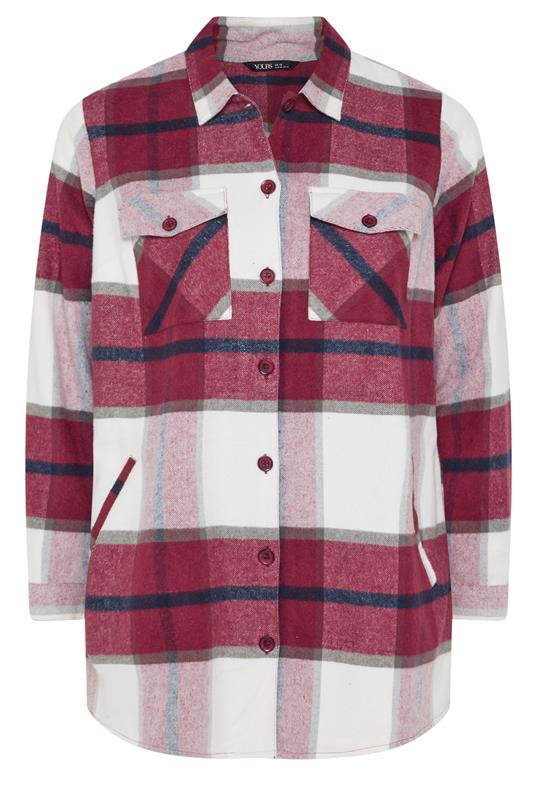 YOURS Plus Size Red & White Check Shacket | Yours Clothing 5