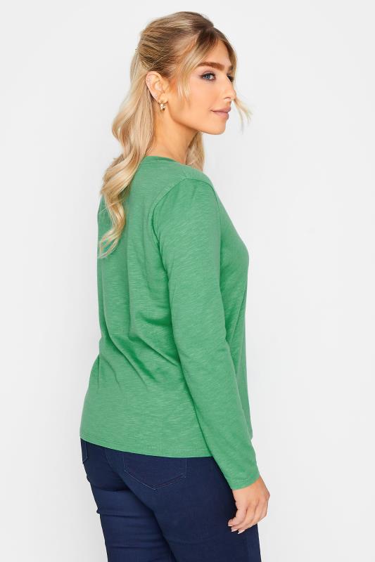 M&Co Green V-Neck Long Sleeve Cotton T-Shirt | M&Co 3