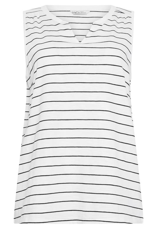 M&Co White Striped Sleeveless Notch Neck Cotton Vest Top | M&Co 6