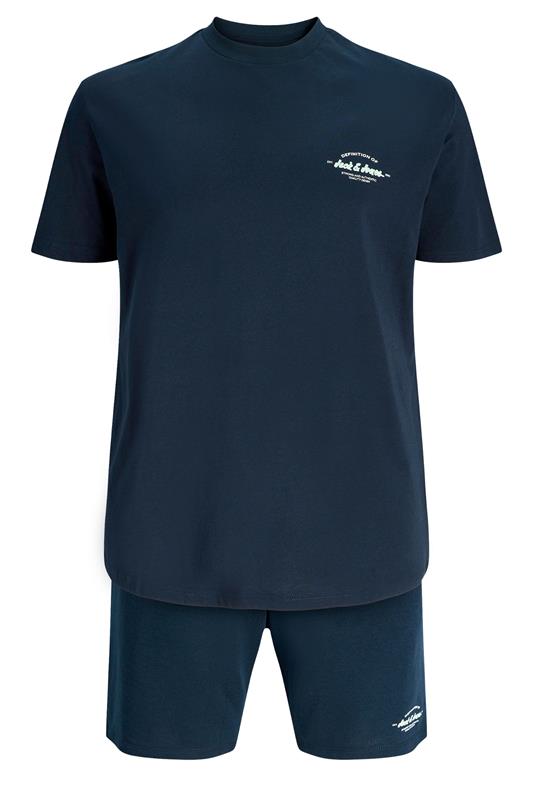JACK & JONES Big & Tall Navy Blue T-Shirt & Shorts Set | BadRhino 2