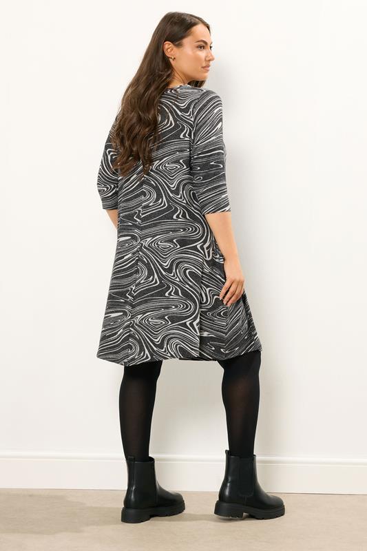 YOURS Plus Size Grey Abstract Soft Touch Pocket Dress | Yours Clothing 2
