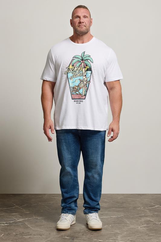 JACK & JONES Big & Tall White Jelijah Short Sleeve T-Shirt | BadRhino 1
