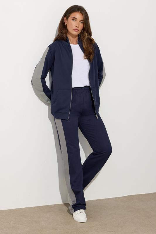  LTS Tall Navy Blue Side Stripe Fitted Straight Leg Joggers