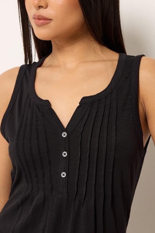 M&Co Petite Black Sleeveless Cotton Henley Maxi Dress | M&Co