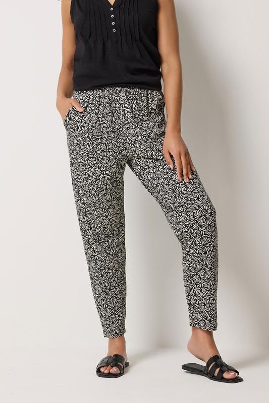  M&Co Black Leaf Print Hareem Trousers
