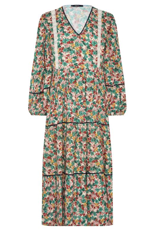 M&Co Green Floral Print Crochet Trim Maxi Dress | M&Co 6
