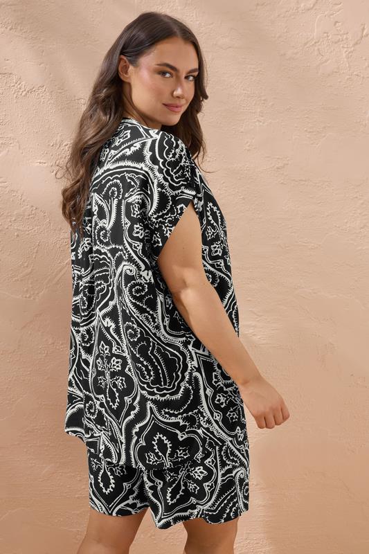EVANS Plus Size Black Paisley Print Modal Shirt | Evans 5