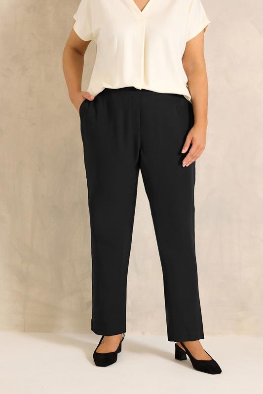 EVANS Plus Size Black Tapered Formal Trousers | Evans 1