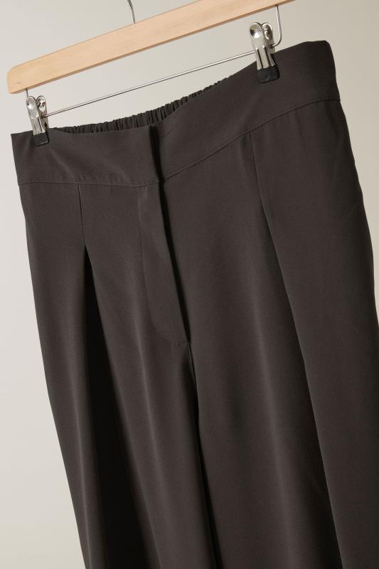 EVANS Plus Size Chocolate Brown Wide Leg Tailored Trousers | Evans 6