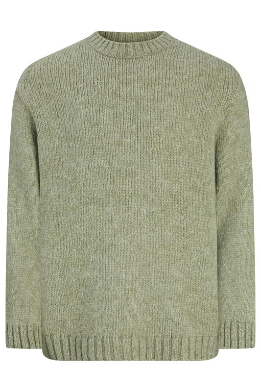 JACK & JONES Big & Tall Seagrass Green Crew Neck Knit Jumper | BadRhino 2