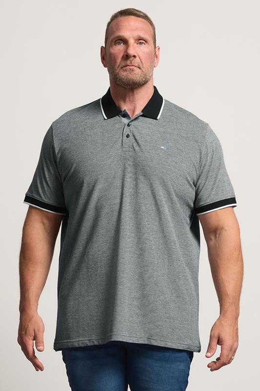 BadRhino Big & Tall Grey & Black Tipped Polo Shirt