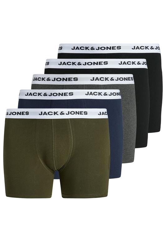 JACK & JONES Big & Tall 5 PACK Green & Black Boxers | BadRhino 1