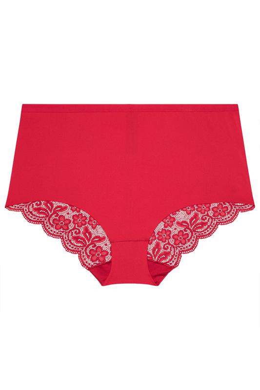 YOURSET 3 PACK Plus Size Red Lace Back High Waisted Knickers | Yours Curve 8