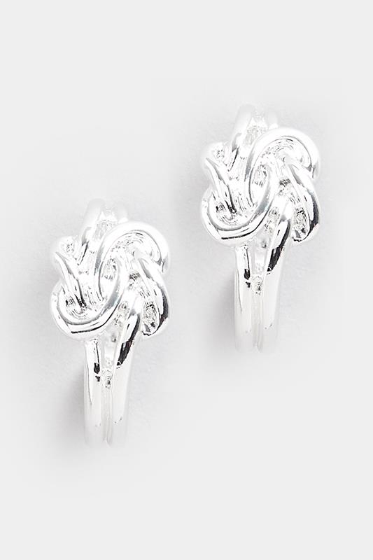 Silver Tone Knot Hoop Earrings | Yours Clothing 1
