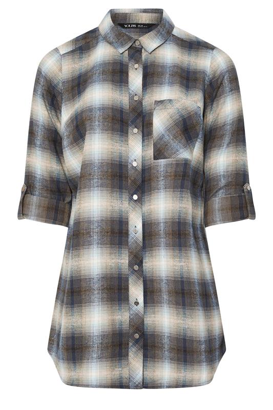 YOURS Plus Size Blue Check Boyfriend Shirt | Yours Clothing 6