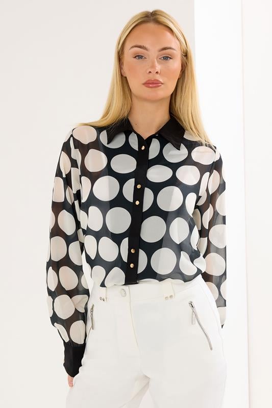  STAR Black Polka Dot Print Shirt