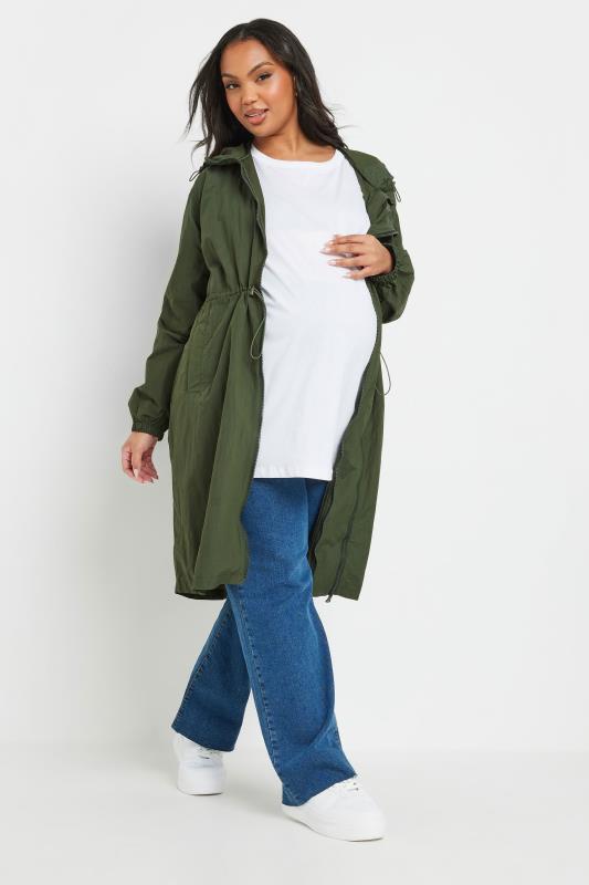 BUMP IT UP MATERNITY Plus Size Green Lightweight Parka Jacket | Yours Clothing 6