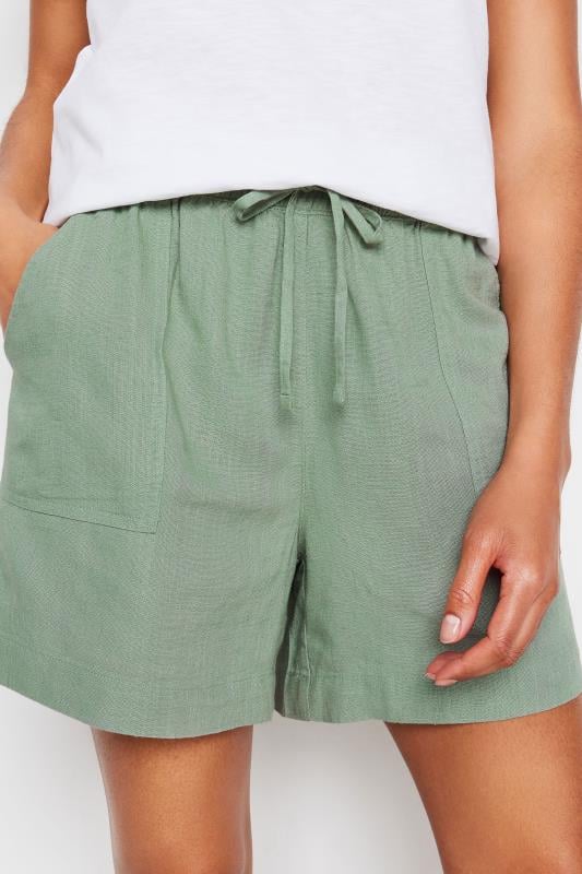 M&Co Sage Green Linen Drawstring Shorts | M&Co 4