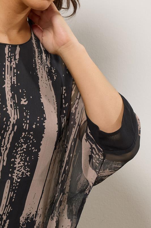 EVANS Plus Size Black & Brown Smudge Print Cape Top | Evans 5