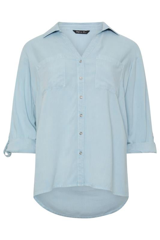 M&Co Blue Button Up Long Sleeve Shirt | M&Co 5