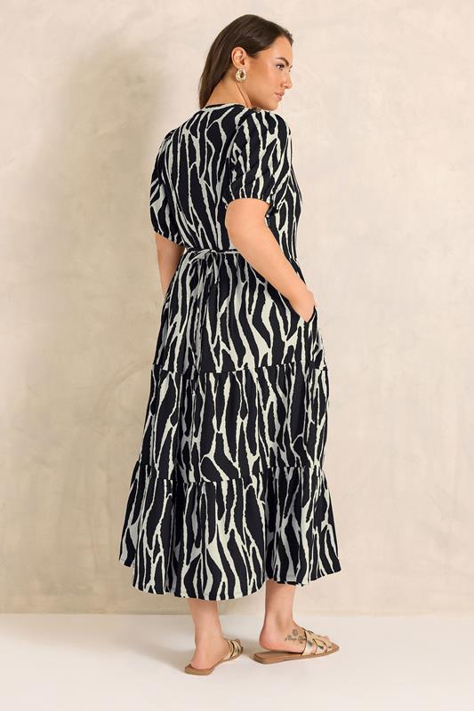 EVANS Plus Size Black Zebra Print Tiered Maxi Dress | Evans 4