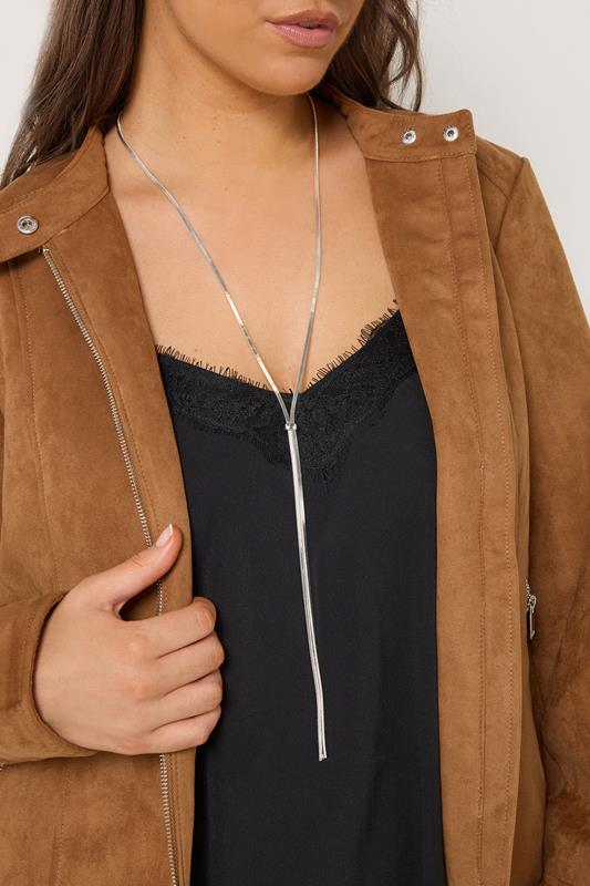 Silver Tone Long Classic Chain Necklace | Yours Clothing 1