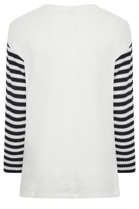 YOURS Curve Plus Size White Stripe Long Sleeve Jumper | Yours Clothing  7