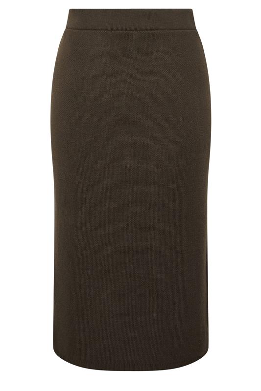 LIMITED COLLECTION Plus Size Chocolate Brown Knitted Skirt | Yours Clothing 5