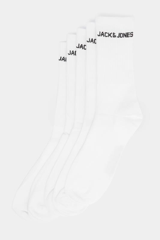 JACK & JONES Big & Tall 5 PACK White Logo Tennis Socks