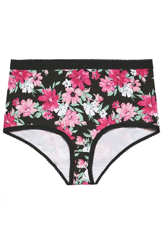 YOURSET Plus Size 5 PACK Black Floral Print Full Briefs | Yours Clothing 7