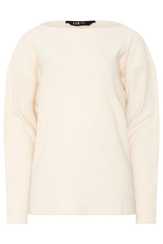 LTS Tall Cream Ribbed Soft Touch Batwing Top | Long Tall Sally 5