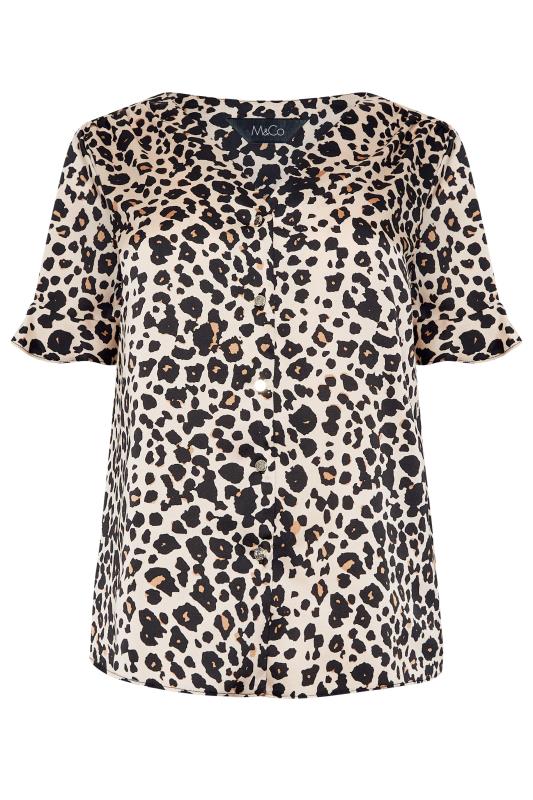 M&Co Natural Leopard Frill Sleeve Blouse | M&Co