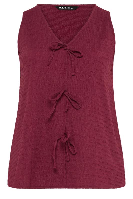 YOURS Plus Size Red Textured Bow Waistcoat | Yours Clothing 5