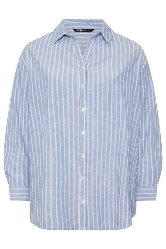 YOURS Plus Size Blue Stripe Linen Shirt | Yours Clothing 6