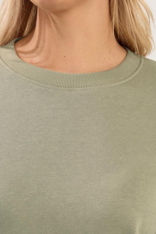 YOURS Plus Size Light Khaki Green Sweatshirt  | Yours Clothing 5