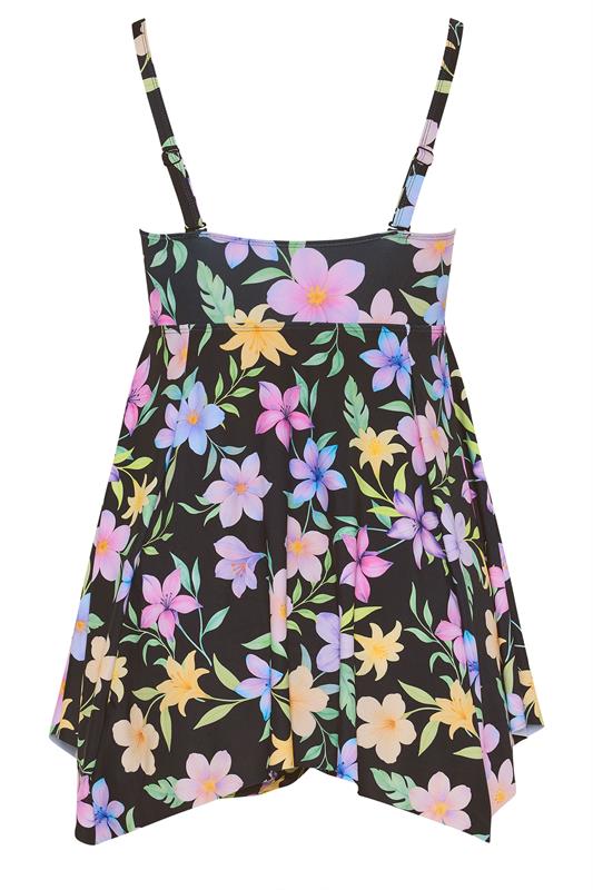 YOURS Plus Size Black Floral Pastel Bandeau Swim Dress | Yours Clothing 9